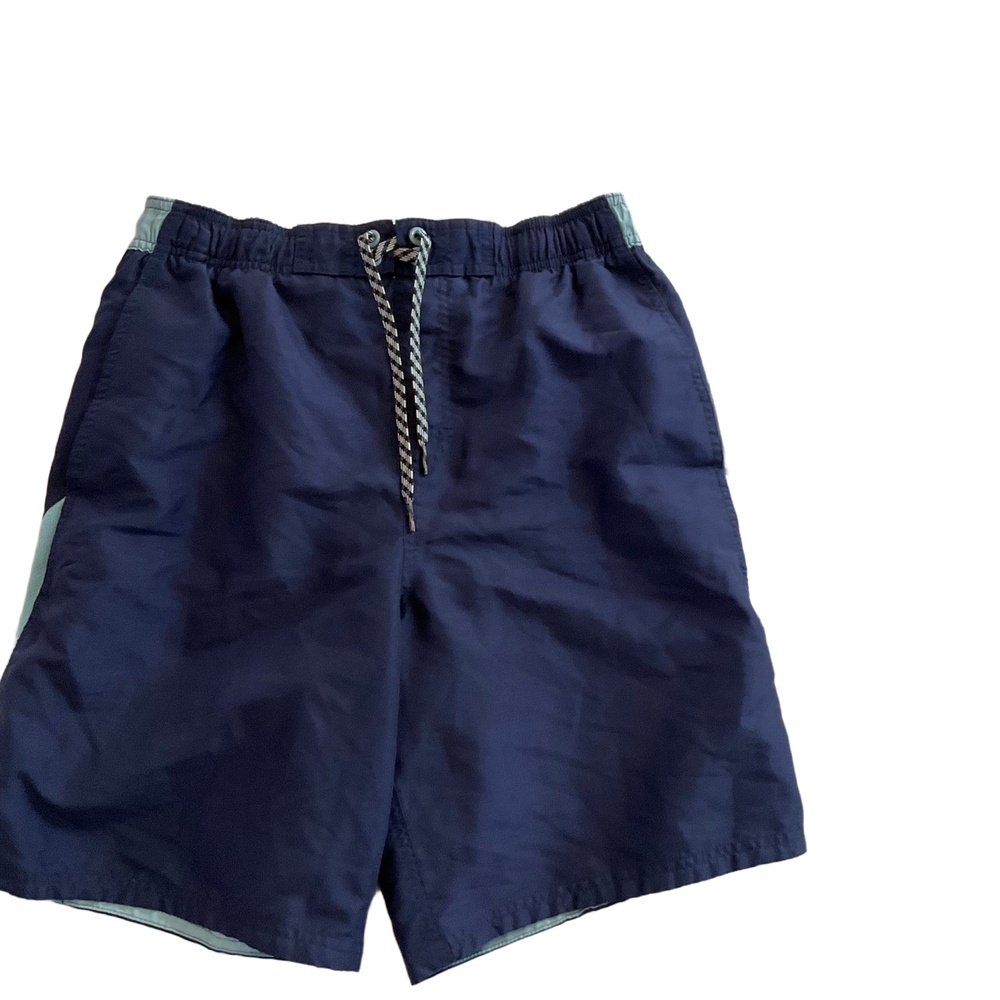 Nike Navy Blue Elastic Waist Drawstring Pockets Athletic Swim Shorts Medium